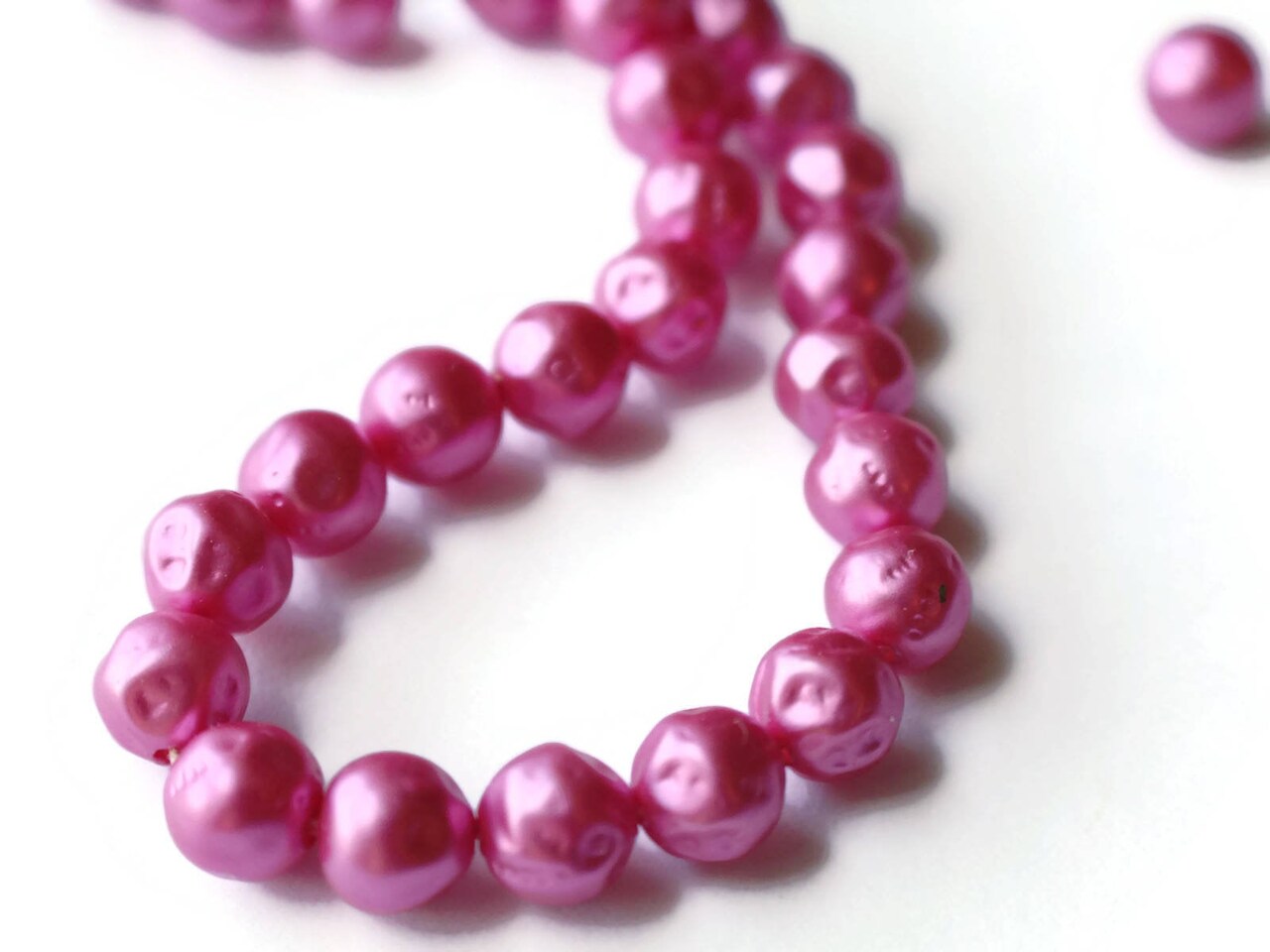 7mm Round Pink Vintage Plastic Pearl Beads Baroque Faux Pearls